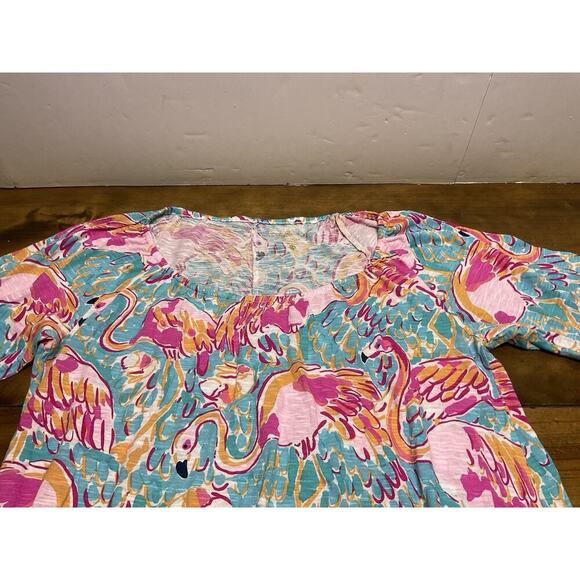 Lilly Pulitzer Alia Flamingo Size Medium Fringe Shift Dress Cover Up - Picture 6 of 14